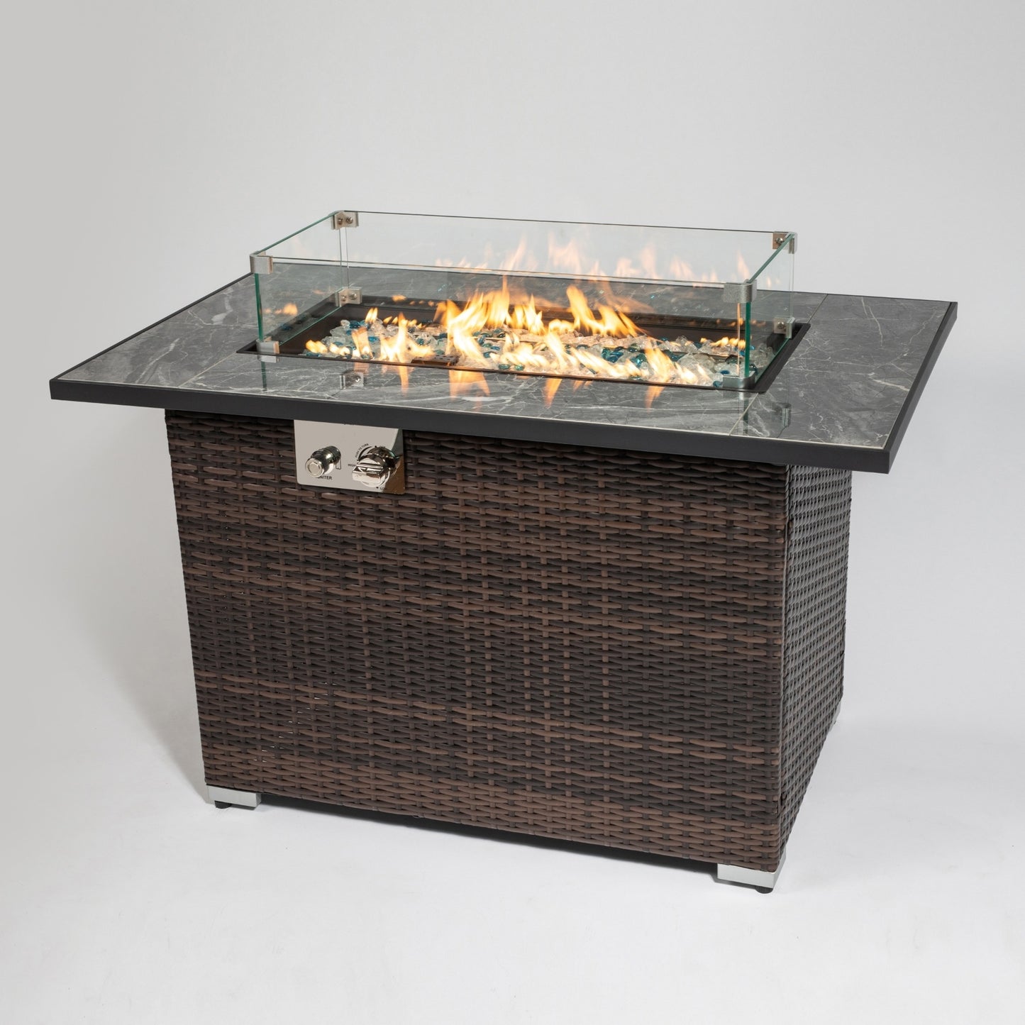 44 Outdoor Propane Fire Pit Table, Ceramic Tabletop Gas Fire Table